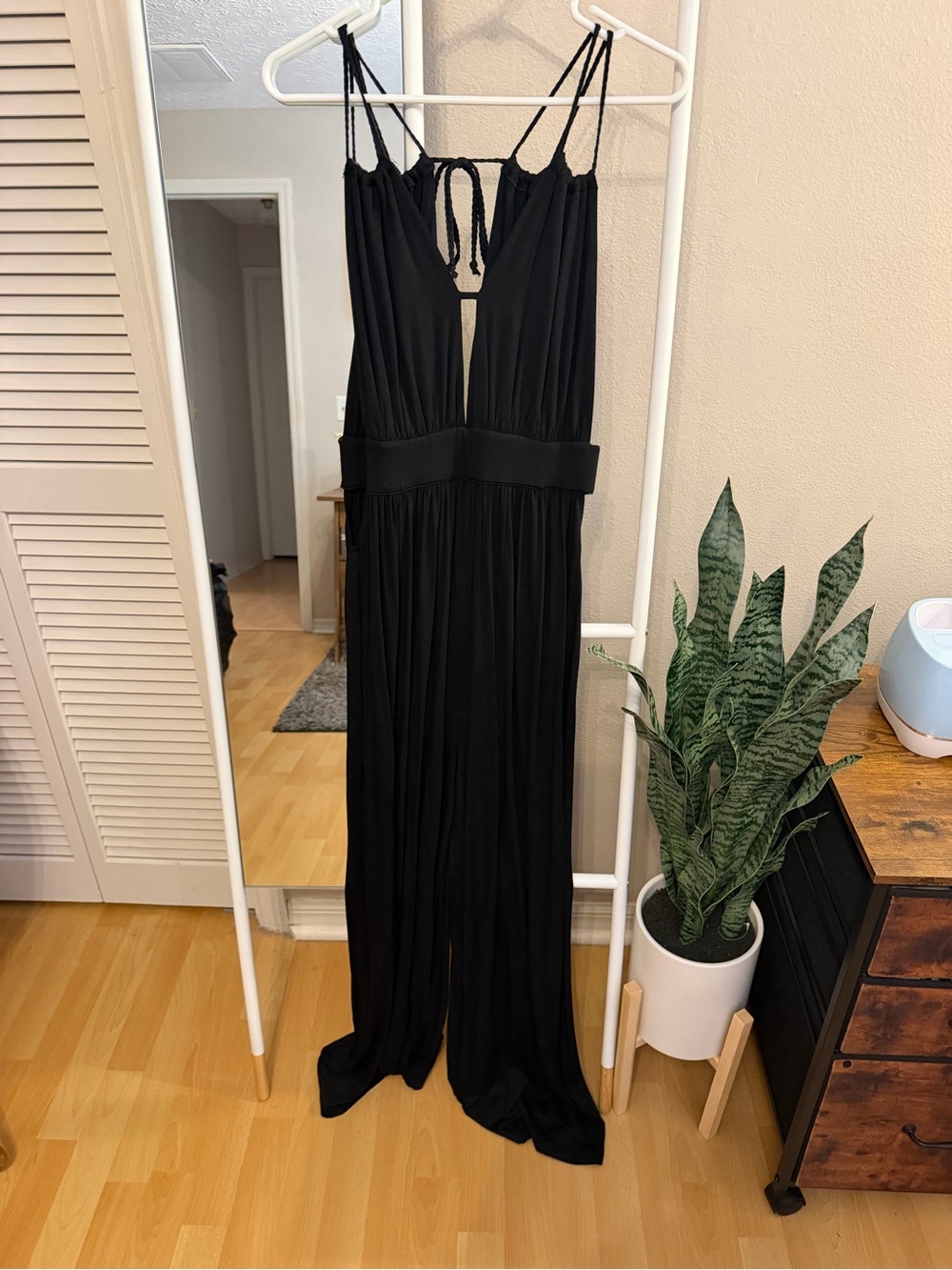 Black Women's Plunge Jumpsuit - Brand Unknown